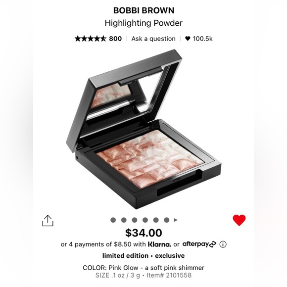 Sephora Other - *Brand New*No Box* Bobbi Brown MINI Hifhlighting powder in “Pink Glow”